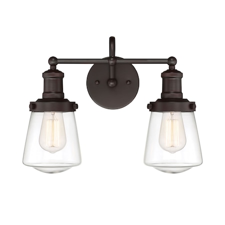 Designers Fountain Taylor 15.25in 3-Light Satin Bronze Industrial Indoor Vanity Light with Clear Glass Shades 69502-SB